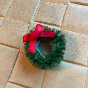 Miniature Dollhouse Christmas Wreath with Red Bow Handmade 1inch across